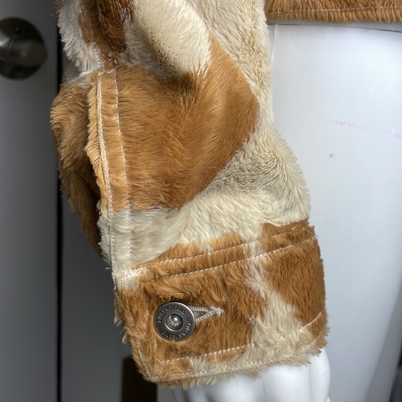 Vintage Fuzzy Animal Print Jacket Leather Collar - Picture 9 of 16